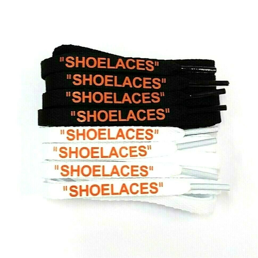"Shoelaces" Flat Laces + Zip Tie ( Orange Font )